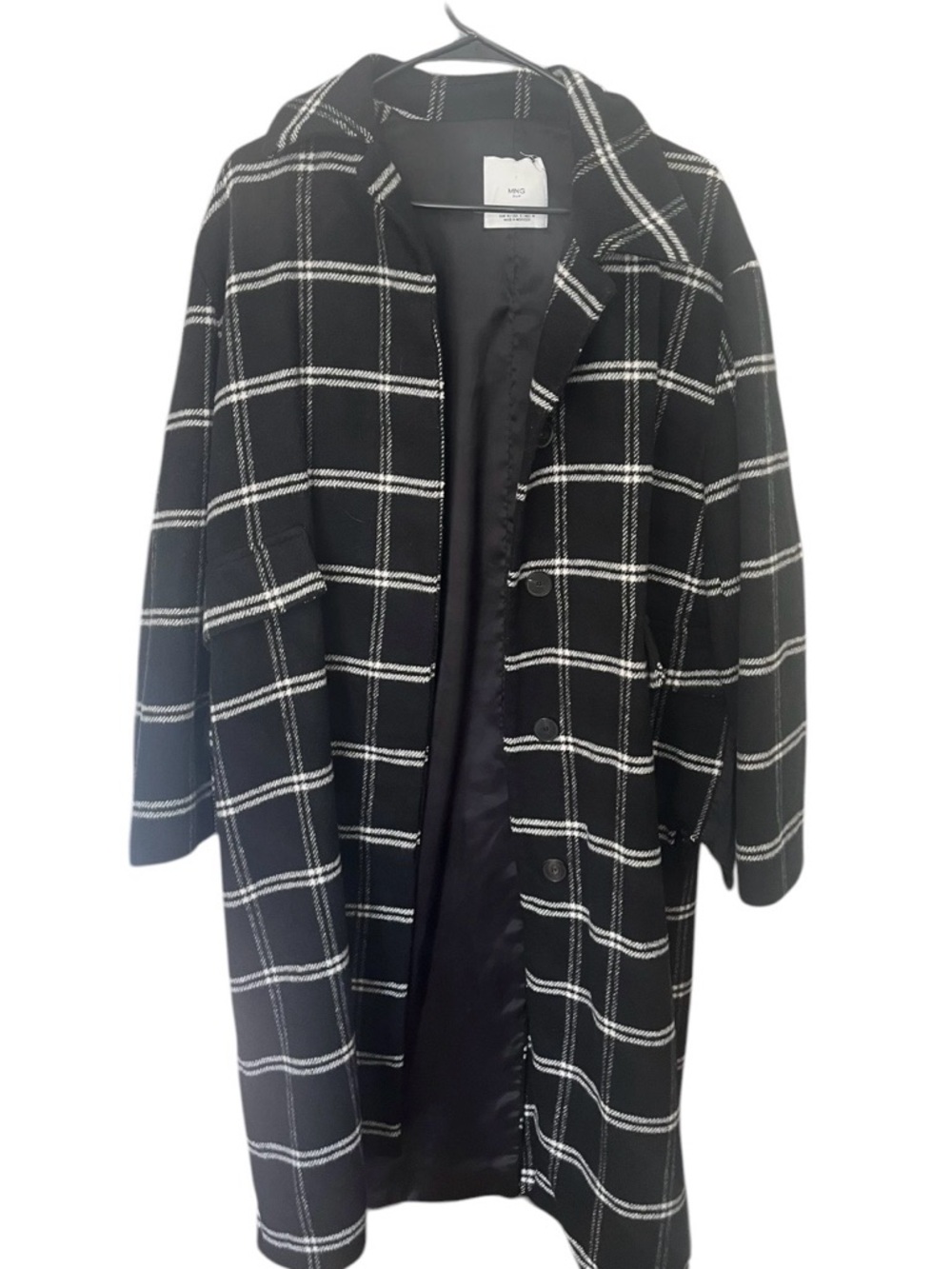 Black Windowpane Trench Coat - Classic Checked Women’s Coat